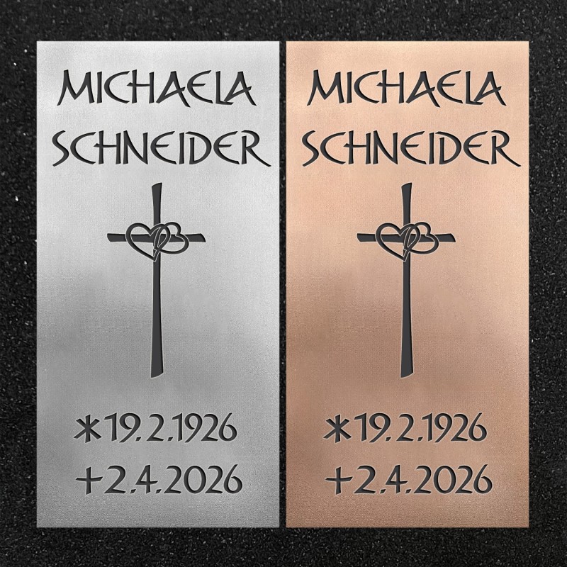 Schrifttafel vertikal "Kreuz mit Herzen"