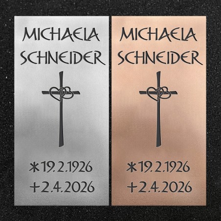 Schrifttafel vertikal "Kreuz mit Herzen"