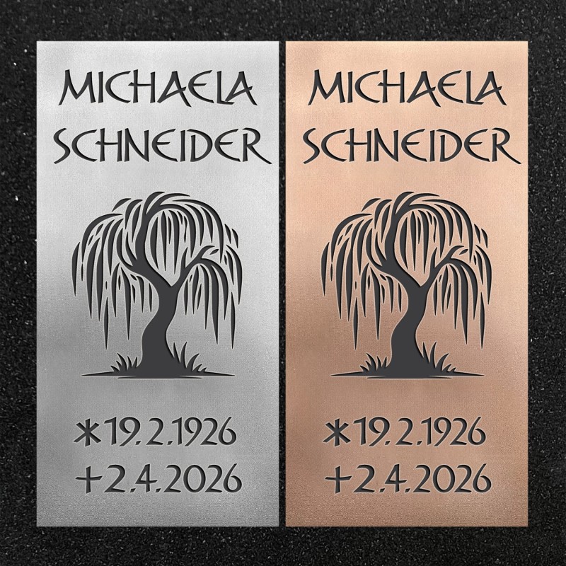 Schrifttafel vertikal "Trauerweide"