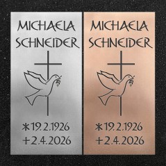 Schrifttafel vertikal "Kreuz mit Taube"