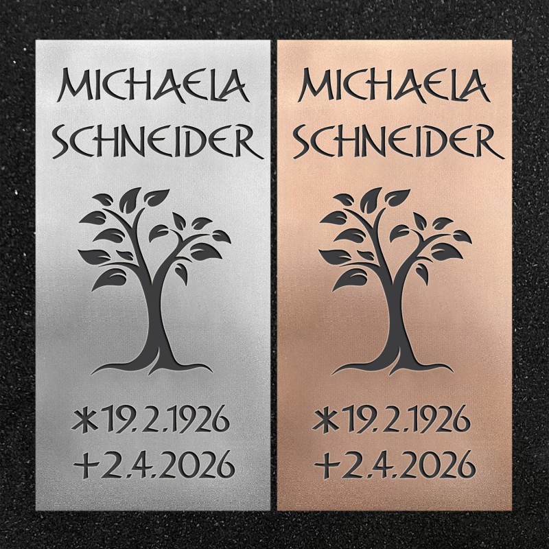 Schrifttafel vertikal "Baum mit Blätter"