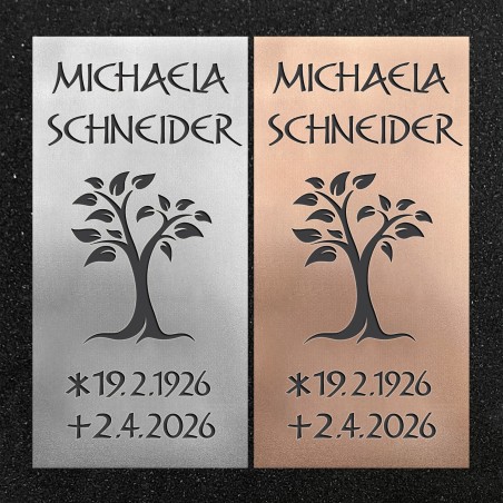 Schrifttafel vertikal "Baum mit Blätter"