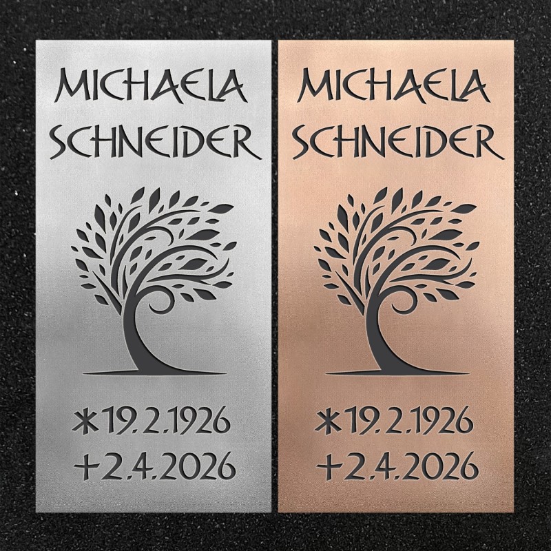 Schrifttafel vertikal "Baum im Wind"