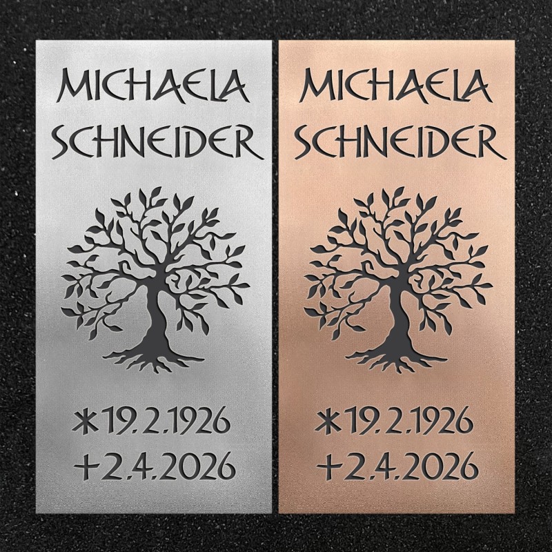 Schrifttafel vertikal "Baumkrone"