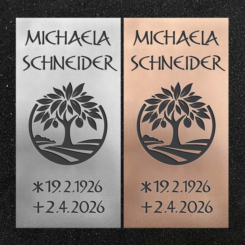 Schrifttafel vertikal "Olivenbaum"