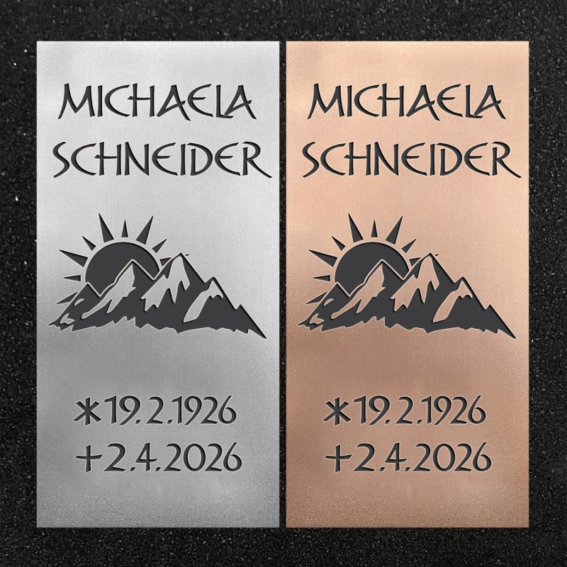 Schrifttafel vertikal "Sonnenaufgang"