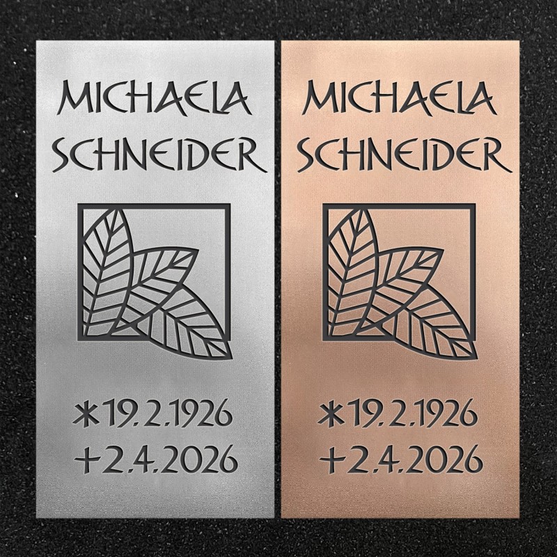 Schrifttafel vertikal "Drei Blätter"