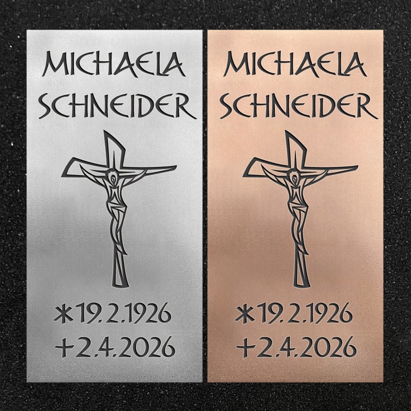Schrifttafel vertikal "Christus am Kreuz"