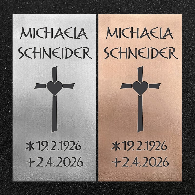 Schrifttafel vertikal "Herzkreuz"