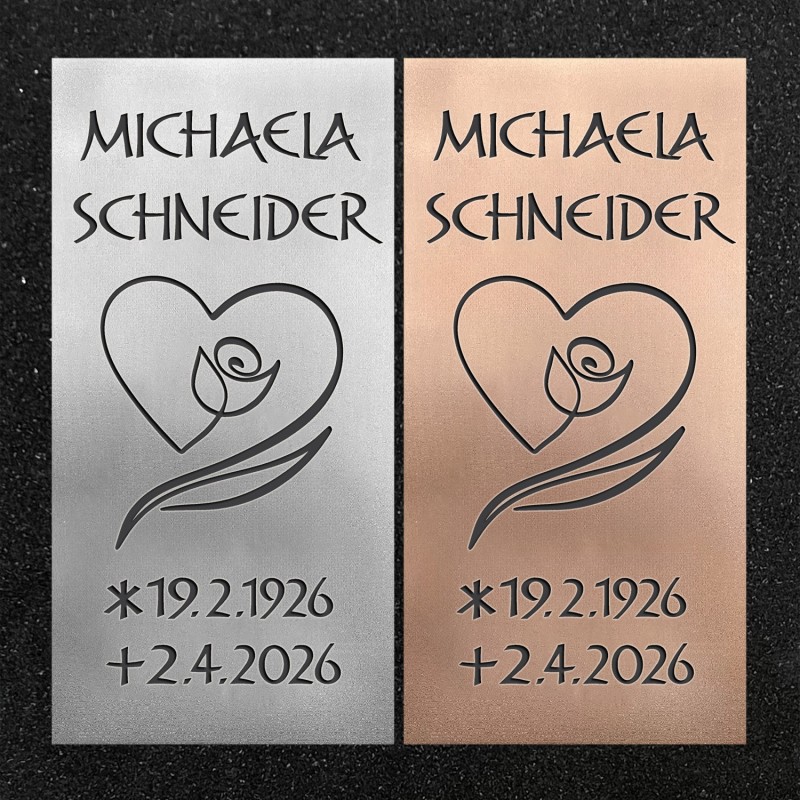 Schrifttafel vertikal "Blumenherz"