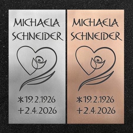 Schrifttafel vertikal "Blumenherz"