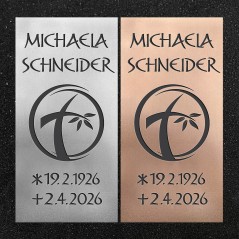 Schrifttafel vertikal "Kreuz mit Blätter"