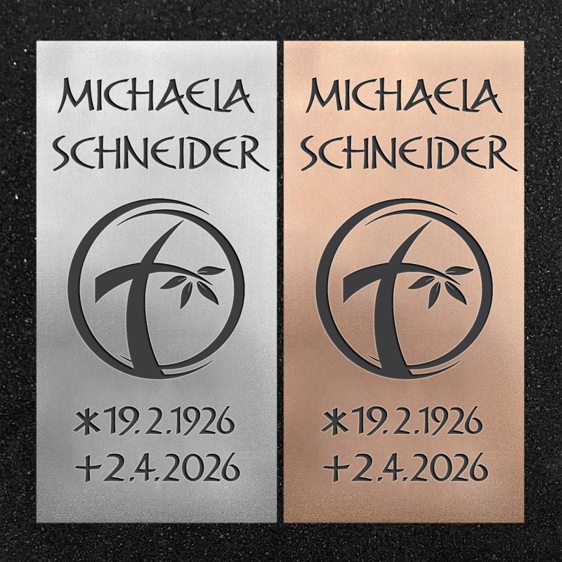 Schrifttafel vertikal "Kreuz mit Blätter"