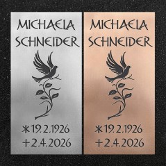 Schrifttafel vertikal "Taube auf Ranke"