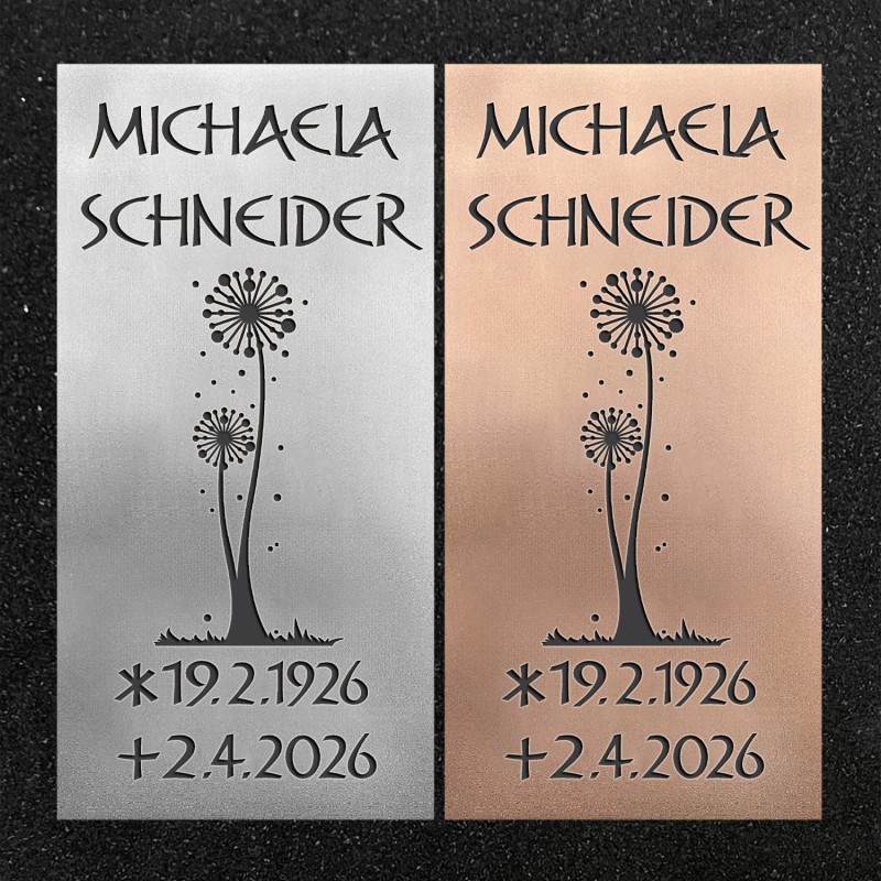 Schrifttafel vertikal "Pusteblume"