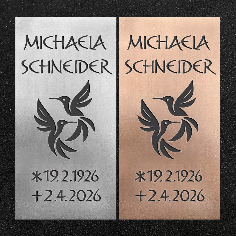 Schrifttafel vertikal "Zwei Vögel"