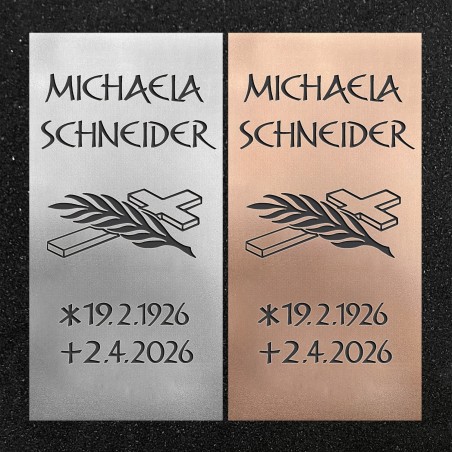 Schrifttafel vertikal "Kreuz mit Zweig"