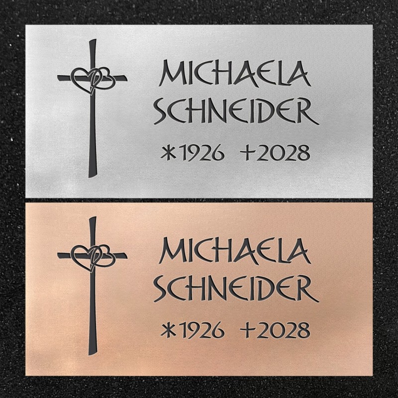 Schrifttafel horizontal "Kreuz mit Herzen" Schrifttafel horizontal "Kreuz mit Herzen"