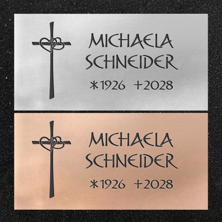 Schrifttafel horizontal "Kreuz mit Herzen"