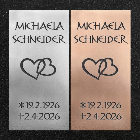 Schrifttafel vertikal "Verschlungene Herzen"