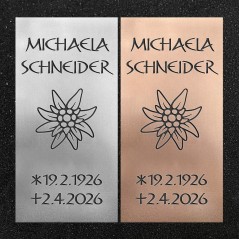 Schrifttafel vertikal "Edelweiß"