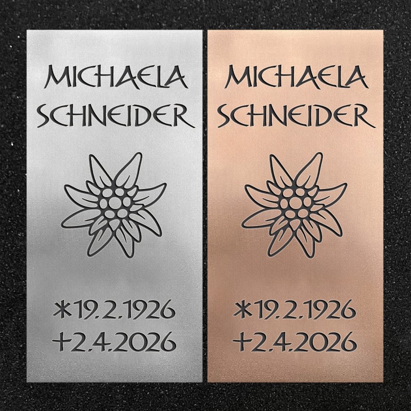 Schrifttafel vertikal "Edelweiß"