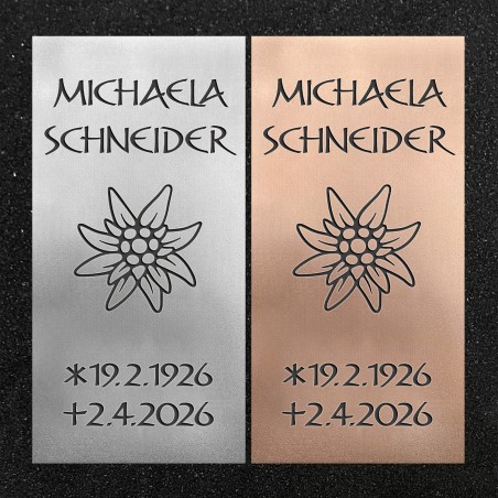 Schrifttafel vertikal "Edelweiß"