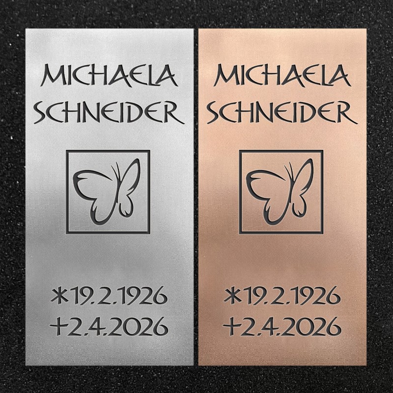 Schrifttafel vertikal "Schmetterling im Fenster"