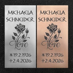 Schrifttafel vertikal "Rose Love"