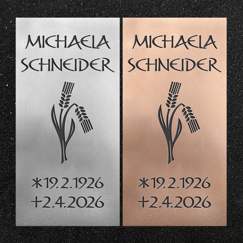 Schrifttafel vertikal "Zwei Ähren"