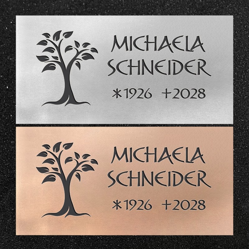 Schrifttafel horizontal "Baum mit Blätter"