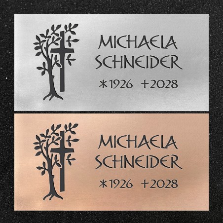 Schrifttafel horizontal "Baum mit Kreuz"