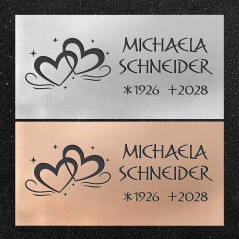 Schrifttafel horizontal "Zwei Herzen"