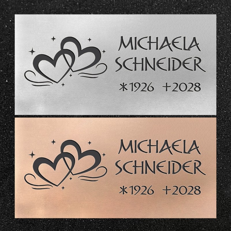 Schrifttafel horizontal "Zwei Herzen"