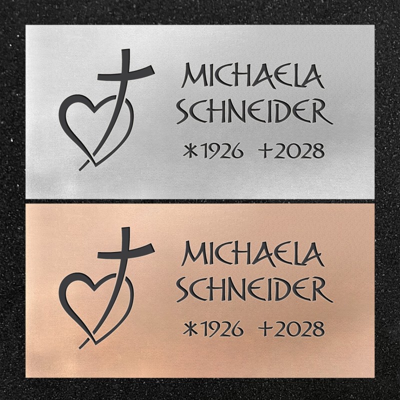 Schrifttafel horizontal "Herz und Kreuz"