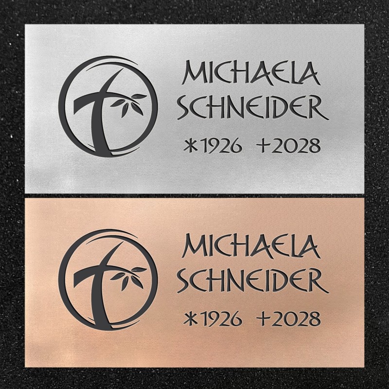 Schrifttafel horizontal "Kreuz mit Blätter"