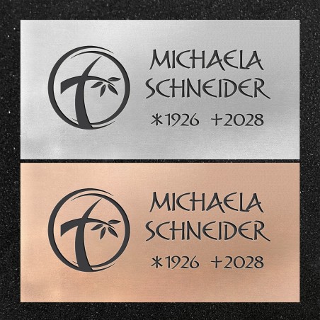 Schrifttafel horizontal "Kreuz mit Blätter"