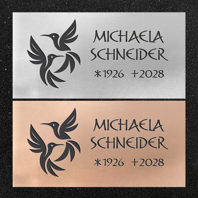 Schrifttafel horizontal "Zwei Vögel"