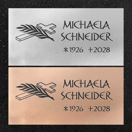 Schrifttafel horizontal "Kreuz mit Zweig"