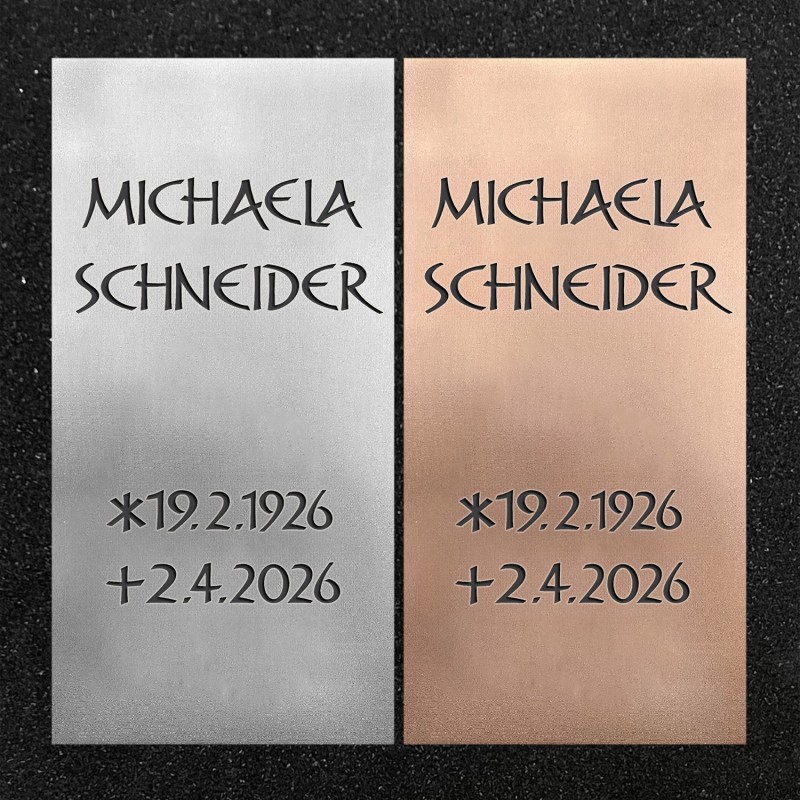 Schrifttafel vertikal "Ohne Ornament"