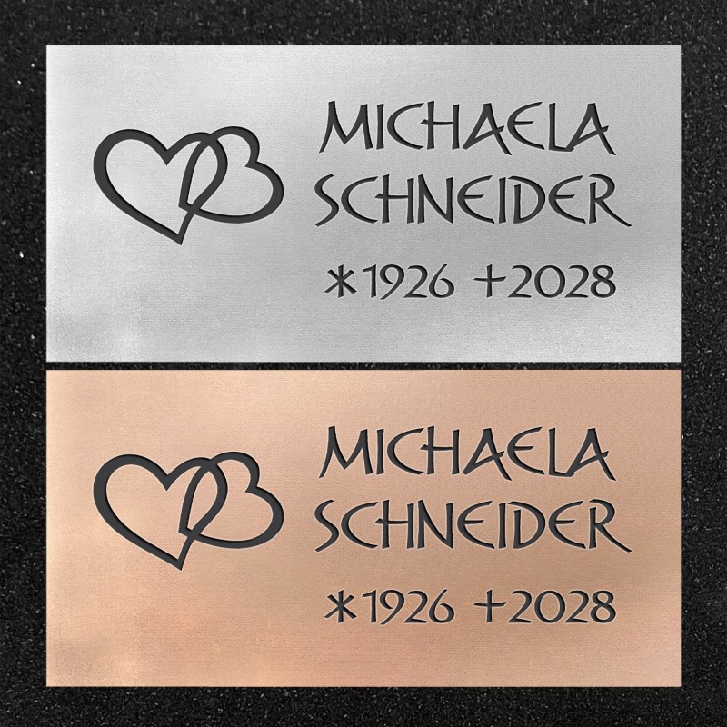 Schrifttafel horizontal "Verschlungene Herzen"