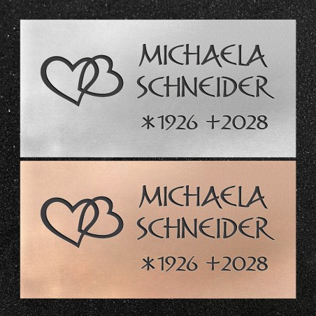 Schrifttafel horizontal "Verschlungene Herzen"