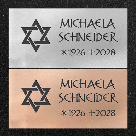 Schrifttafel horizontal "Davidstern"