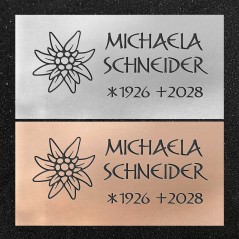 Schrifttafel horizontal "Edelweiß"