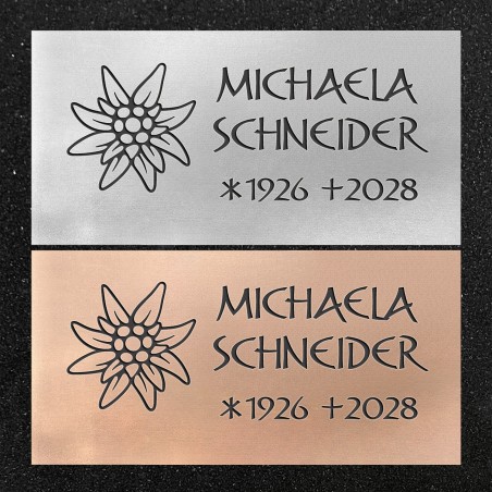 Schrifttafel horizontal "Edelweiß"