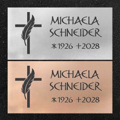 Schrifttafel horizontal "Kreuz mit Feder"