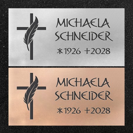 Schrifttafel horizontal "Kreuz mit Feder"