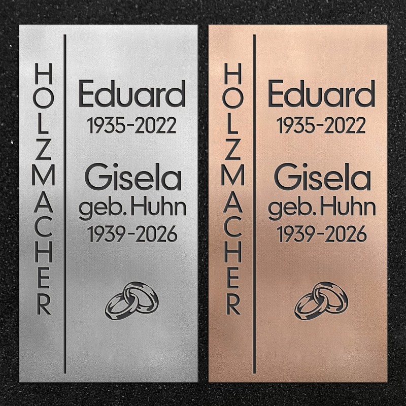 Design-Schrifttafel "Ehepaar Ringe"