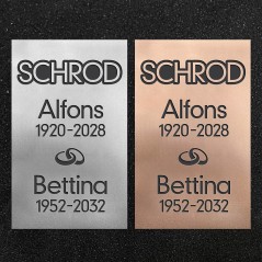 Schrifttafel mit Schriftzug "Design 1"