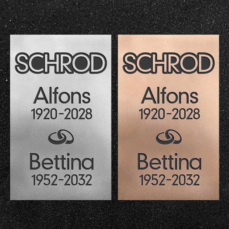 Schrifttafel mit Schriftzug "Design 1"